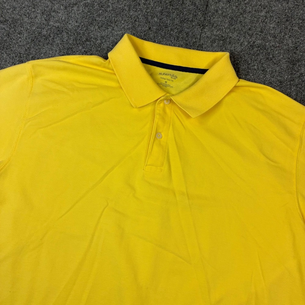 St Johns Bay Heritage Pique Polo Shirt Mens XL Yellow Short Sleeve 100% Cotton